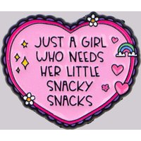 JUST A GIRL WHO NEEDS Enamel Pin Heart Brooch Lapel Pins Badge on Backpack Clothing Accessories Fashion Jewelry Friends Gifts