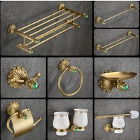 Luxury Vintage Brass Towel Rack Set Bathroom Hardware Accessories Toilet Towel Ring Bar Rack Bath Towel Storage Rack