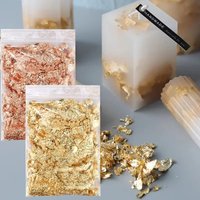 2g/bag Metallic Foil Flakes Gold Foil Flakes for Resin Nails Painting Candle Crafts and Resin Jewelry Making,Gold,Silver,Copper