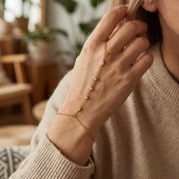Boho Dainty Zircon Hand Harness for Women Stainless Steel Finger Ring Bracelet Layering Station Chain Summer Jewelry
