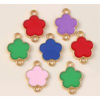 12*17mm 10pcs Enamel Kawaii Five Petal Flower Charms for DIY Earring Necklace Pendants Handmade Jewelry Making Accessories