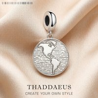 Dangle Charm Pendant Globe World Disc Europe Accessories Vintage Jewelry For Women Men Gift 925 Sterling Silver