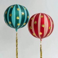 2 22-Inch 4D Striped Star-Shaped 3D Round Aluminum Foil Balloons, Birthday Party Decorations, Suitable for 1St Birthday Party Venue Decoration, Aluminum Foil Balloons, Independence Day, Birthday Party
