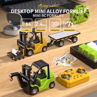 1:64 2.4G RC Forklift Crane 2-in-1 Alloy Diecast Model, Mini Desktop Engineering Vehicle, Ideal Birthday Gift for Kids Boys