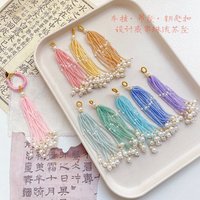 2pcs Ancient-style Tassel Tassels Beaded Handmade Crystal Multi-color Pendant Diy Jewelry Accessory Jewelry Charms