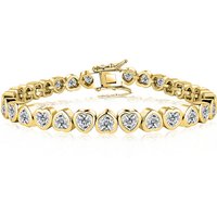 14K Gold Trendy Heart 4mm Lab Diamond Bangle Bracelet Engagement Wedding Bracelets for Women Bridal Tennis Party Jewelry Gift