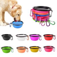 1-4pcs Collapsible Pet Silicone Dog Food Water Bowl Outdoor Camping Travel Portable Folding Pet Supplies Pet Bowl with Carabiner