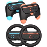DOBE Switch 2 Switch1 Joy-Con Controller Grip & Steering Wheel Kit - 4PCS Ergonomic Gaming Accessories for NS2 Racing Games