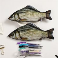 Cartoon Large Capacity Pen Bag Simulated Crucian Carp Multifunctional Pencil Case Stationery Organizer Student