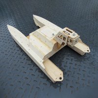 Catamaran Rescue Boat Kit Hand-assembled Wooden Remote Control Boat Model Assembly Kit