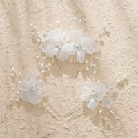 Handmade Fashion Pearl Leaf Hair Comb Rhinestone Flower Hair Clip Bridal Wedding Hair Accessories Jewelry Hair Comb