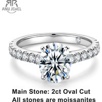 AnuJewel 2 Carat Oval Cut D Color Moissanite Ring 18K Gold Plated 925 Sterling Silver Engagement Wedding Rings Wholesale