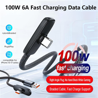 100W PD Aluminum Alloy Elbow Braided USB Type C Cable HighSpeed Sync Fast Charging Gaming Cable Compatible Household Workplace
