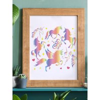 1PC Rainbow Unicorn Painting Template 11.8x11.8 Inch Square for Wall Floor Furniture Artistic Creations