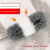 Adjustable length microfiber duster with retractable pole and easily removable dusting head for high-place cleaning - Flexible a
