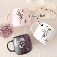 1pc Personalized Floral Ceramic Coffee Mug - Customized with Name, Hand Wash Only - Ideal for Christmas, Birthday