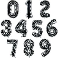 Black White Racing Track 0-9 Number Balloon Boys Racing Car Birthday Party Baby Shower Decoration Supplies Digital Foil Balloons