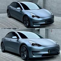 Matte Gray Blue PVC Color Change Film For Tesla Model 3 2020-2023 Per-cut PPF Paint Protection Film Anti-Scratch Vinyl Wrap Kit