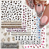 3/6/12 Sheets Leopard Print Nail Art Stickers Animal Pattern Self-Adhesive Manicure Decals DIY Nail Decoration Supplies