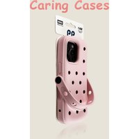 For iPhone 17 Pro Max Case Pink Silicone Clog-Style Handle Strap Shockproof Soft Compatible with iPhone 16 15 14 13