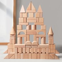100pcs Building Blocks for Toddlers Natural Wood Geometric Storage Bucket and Shape Sorter Lid Montessori Educational Toys