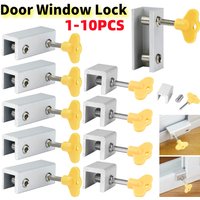 1-10PCS Aluminum Alloy Window Lock Stopper Sliding Sash Stopper Cabinet Locks Straps Anti-theft lock Window Sliding Door