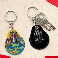 Vintage Popular Rock Band The B-Beatles PU Access Case Anti-fall Card Holder Keychain Accessories Fingerprint-proof Key Tag Ring