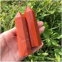 1pc Red Jasper Crystal Obelisk Standable Pointed Wand Hexagonal Tower Design Vibrant Home Decor & Mineral Specimen Perfect Gift