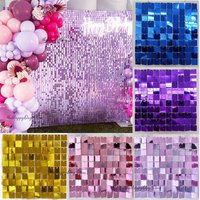 30X30CM Shimmer Wall Backdrop Panels Gold Pink Purple Blue Sequin Shimmer Wall Panel Photo Backdrops Birthday Wedding Background