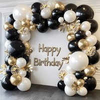 Black Gold White Balloons Arch Kit - 121pcs Sand White Black Chrome Gold & Confetti Balloon for Birthday, Wedding Decor