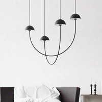 Minimalist black Mushroom Chandeliers Little U-shaped line light Modern art LED Indoor Light For Living Room Villa loft lamp