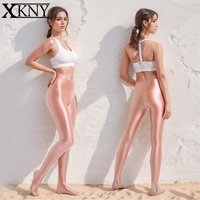 XClocKNYoung Satin Glossy pants High Waist Sport Women Fitness Shiny Yoga Pants Tights Leggings High Elastic glossy leggings