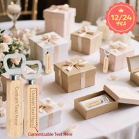 12/24pcs Customizable Handcrafted Beer Bottle Opener with Classic Oak Wooden Handle for Wedding Favors Wedding Souvenirs Gifts