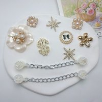Rhinestone Flowers Shoe Charms DIY Chains Accessories Gold Series Clogs Shoes Buckles Decorations Removable Bling Shoe Clips