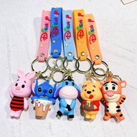 Disney Winnie the Pooh Keychian Kawaii Cartoon 3D Doll Figure Bag Charm Keyring Pendant Car Key Accessories Kid's Toy Gift