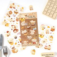 4sheets Cute Pet Tea Party Series Kawaii Cartoon Animal Decoration Stickers DIY Diary Scrapbook Aesthetics Stationery Stickers