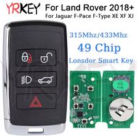 YRKEY - Car key Lonsdor Smart Key for Land Rover LR2 LR4 for Jaguar F-Pace F-Type XE XF XJ 315MHz/433MHz Support K518 2018-2021