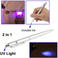 2-in-1 Invisible Ink Pen with LED UV Light Magic Secret Ballpoint Creative UV Light Money Detector Ballpoint Pens Technical Pen