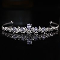 Silver Zircon Bridal Tiara Crystal Wedding Crown Fashion Headpiece Rhinestone Hair Accessory for Women Birthday Parties