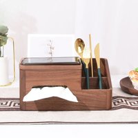 Solid Wood Tissue Box, Modern Minimalist Desktop Holder, Multifunctional Remote Organizer, Home Decor for Living Room