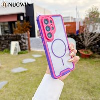 Transparent Magnetic Contrasting Color Borders Case for Samsung Galaxy S26 Ultra S25 S24 S23 Ultra S26 Plus Shockproof Cover