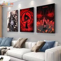 AZNM Naruto Itachi Uchiha Anime Canvas Wall Art, Red Theme Unframed Poster for Home Room Decor