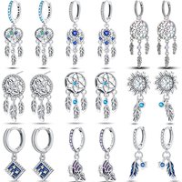 New 925 Silver Plated Shiny Dream Catcher Feather Earrings For Women Exquisite Butterfly Earrings Fashion Birthday Jewelry