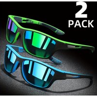 2pairs Polarized Wrap Around Sunglasses for Men and Women - Perfect for Outdoor Sports, Travel, and Driving