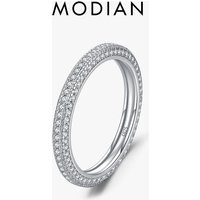 MODIAN New 925 Sterling Silver Luxury Eternity Band Rings For Women Sparkling Clear CZ Wedding Engagement Band Fine Jewelry