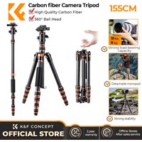 K&F CONCEPT BA225 60 inch Carbon Fiber Tripod Lightweight Aluminum Alloy Triangle Seat Detachable Monopod Reflexive Ball Head