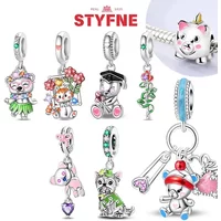 Silver-Plated Pink Bow Elephant Charms Beads Fit Original Bracelets Bag Keychain Charms Beads Pendant Diy Women Jewelry Gift