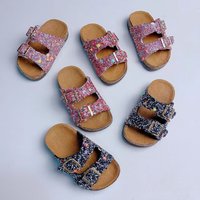 2026 Summer Bling Children's Slippers PU Buckle Cork Slippers For Child Girls Anti Slip Flat Outdoor Kids Fashion Shoes
