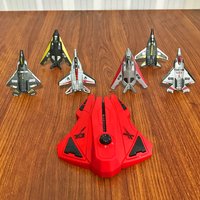 6pcs Fighter Plane Red Launcher Toy, Suitable for Children Outdoor Flying Games Christmas Gifts for Boys and Girls