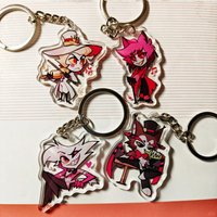 Acrylic Keychain Creative Helluva Boss Student Decor Accessories Alastor Pendant Key Ring Transparent Husk Vaggie Birthday Gift